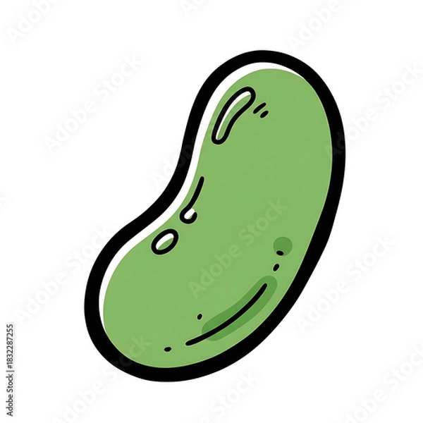 Obraz Green bean-shaped cartoon character with 