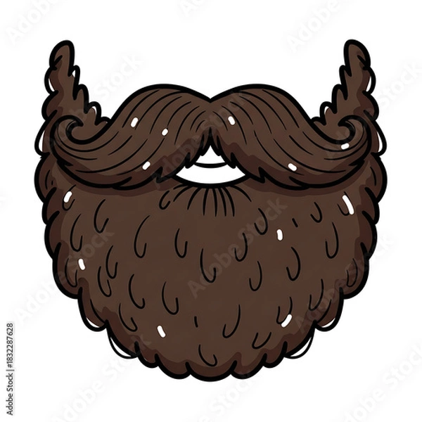 Obraz Cartoon illustration of a bushy brown beard with mustache  