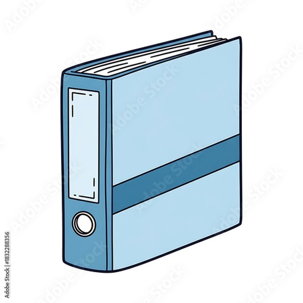 Obraz Blue ring binder with label holder and spine divider for office use  