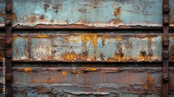 Obraz Oxidized Copper Plates with Layered Rust Showing Detail