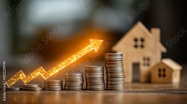 Obraz インフレによる建築費用の増加と不動産相場のグラフ