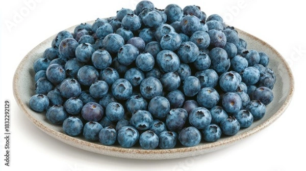 Obraz Pile of fresh blueberries on a ceramic plate