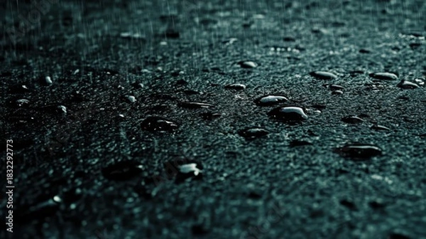 Obraz Raindrops on Polished Obsidian Pebbles Creating a Wet Surface