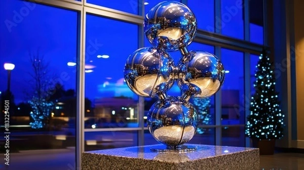 Obraz Shiny chrome spheres in a modern decorative art display