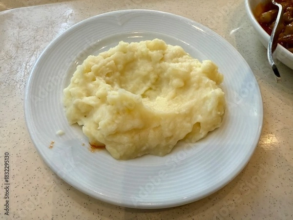Obraz Mashed potatoes, boiled puree at local restaurant