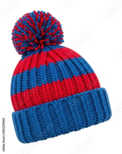 Fototapeta Colorful knitted beanie hat product isolated on transparent background