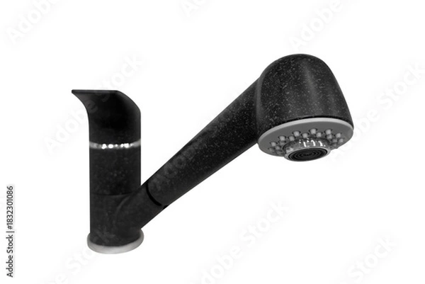 Fototapeta black modern faucet isolated on white background