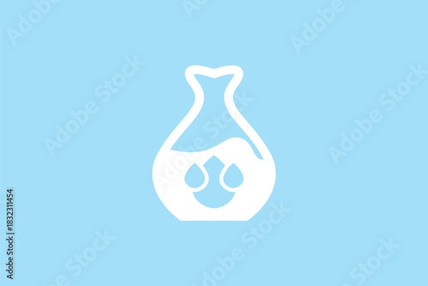 Fototapeta A vector of water vase with blue background