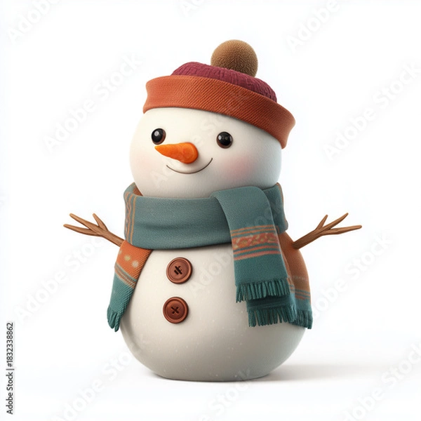 Obraz Cute Snowman on white background