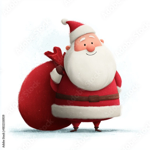 Obraz Cute 3D Santa Claus with Gift Bag