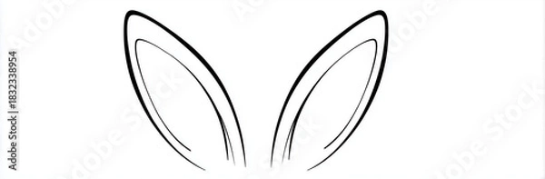 Obraz Bunny Ears Line Art Minimal Rabbit Outline Illustration. Happy Easter background