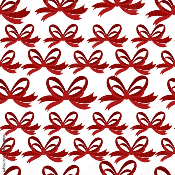 Fototapeta Seamless Pattern with Red Bows - Festive Decorative Ribbon Design. Elegant and festive decorative style suitable for gift wrap, holiday packaging, textile prints, greeting cards, scrapbook paper