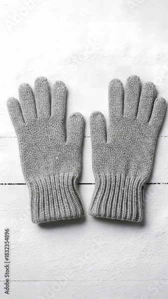 Obraz Winter Gloves Product Shot on Wooden Table