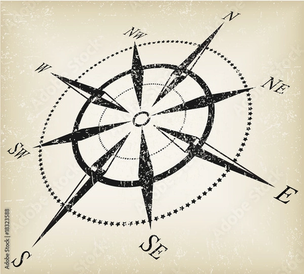 Fototapeta grunge compass vector
