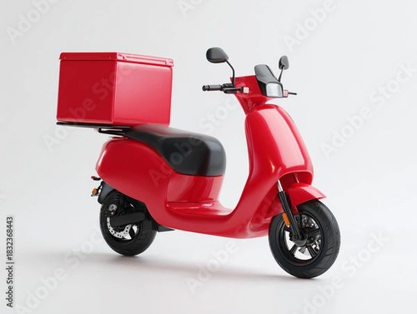Obraz Red Delivery Scooter on White Background