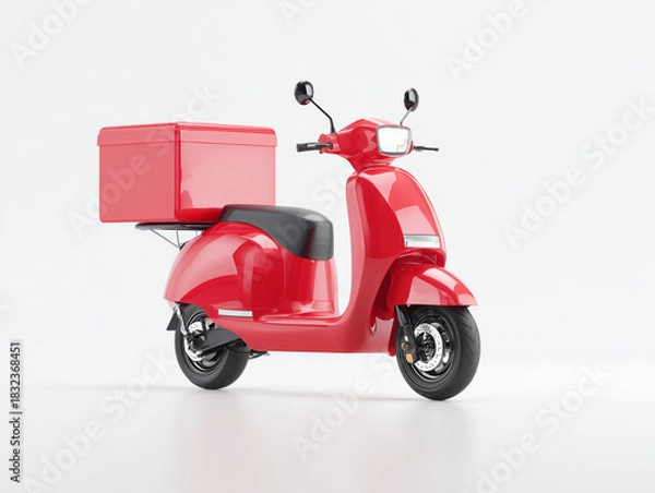 Obraz Red Delivery Scooter on White Background