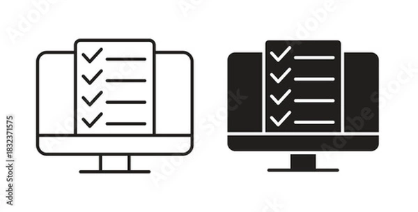 Fototapeta Online exam test icon concept set. Simple icon collection