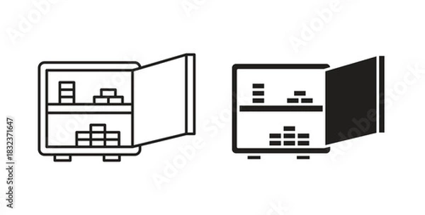 Fototapeta Open safe icon concept set. Simple icon collection