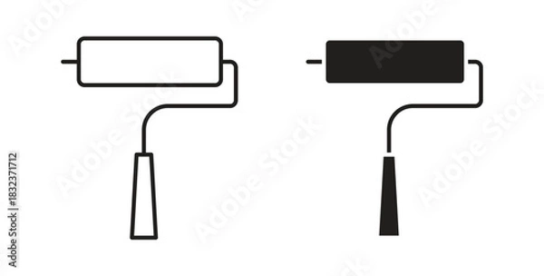 Fototapeta Paint roller icon concept set. Simple icon collection