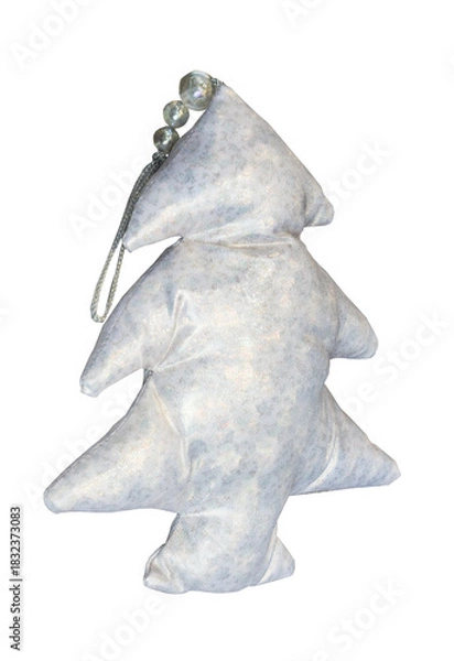 Fototapeta Silver fabric Christmas tree isolated