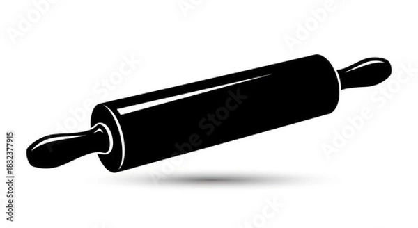 Fototapeta Black Rolling Pin Isolated on White Background.