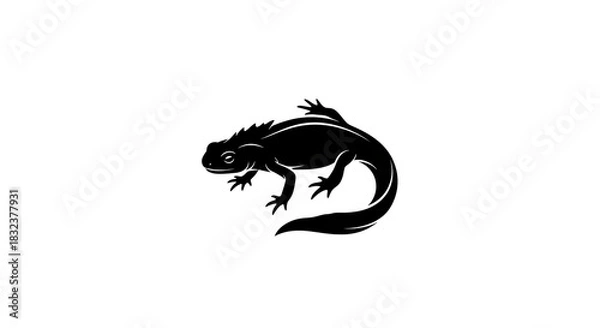 Fototapeta Black salamander silhouette vector icon isolated on white background.