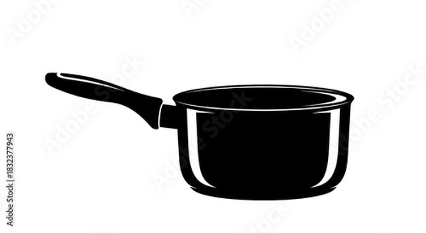 Fototapeta Black Saucepan Isolated on White Background.