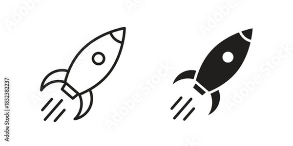 Fototapeta Rocket launch icon set. Outline symbol editable.