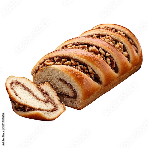 Obraz Sweet bread with walnut cocoa isolated on transparent background