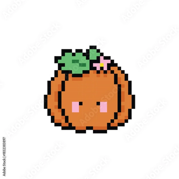 Fototapeta Cute pumpkin character illustration pixel art design