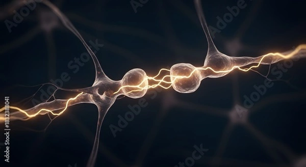 Obraz Neural Synapse Connection Transmitting Electrical Signals