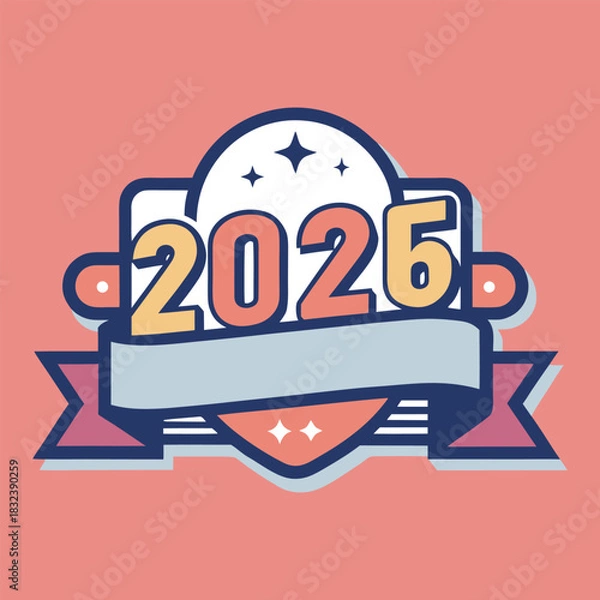 Fototapeta A clean flat vector 2026 new year text vector art illustration 3
