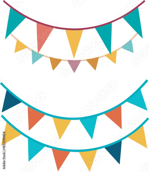 Fototapeta A flat vector bunting garland with triangle  2