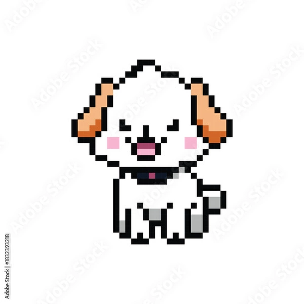 Fototapeta Cute dog character illustration pixel art vector