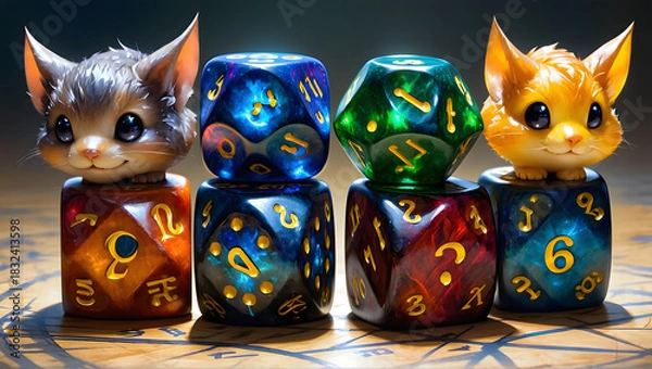 Obraz Three Cat Dice Rollers