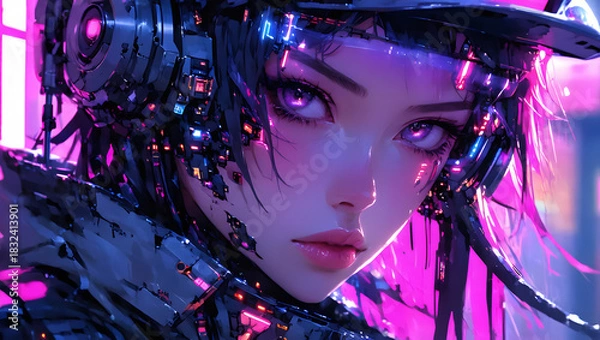 Obraz A Stylish Cyberpunk Portrait