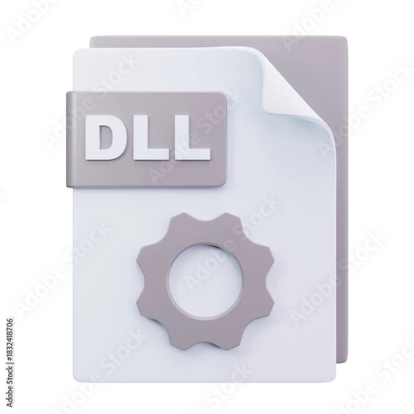 Fototapeta 3D DLL System Library File Icon