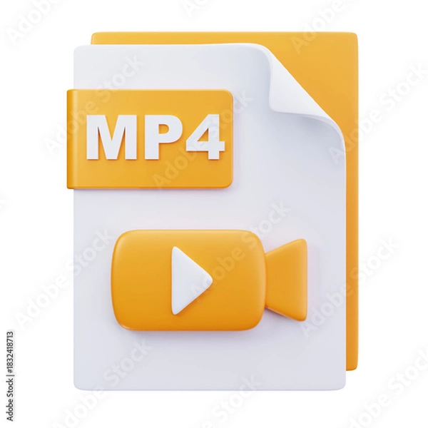 Fototapeta 3D MP4 Video File Format Icon