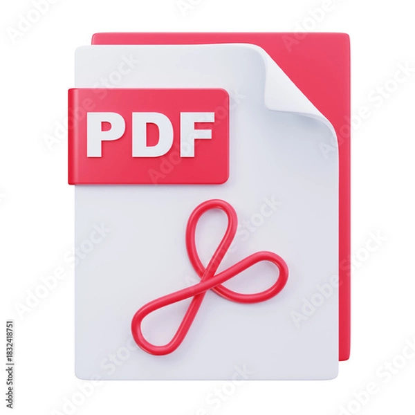 Fototapeta 3D PDF Document File Format Icon