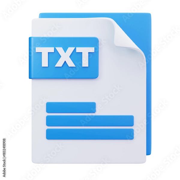 Fototapeta 3D TXT Document Plain Text Icon