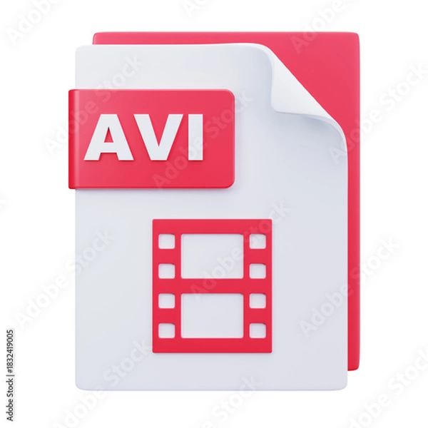 Fototapeta 3D AVI Video Media File Icon