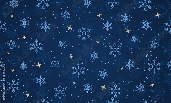 Fototapeta Snowflakes seamless pattern. Falling snowflakes. Winter holidays theme. Seamless background with snowflakes. Snowfall. Vector illustration