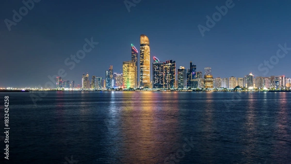 Obraz Panoramic Abu Dhabi skyline at night