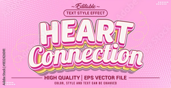 Obraz Editable text style effect - Heart Connection text style theme.