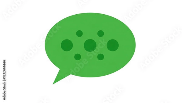 Fototapeta Green speech bubble with dots isolated on white background