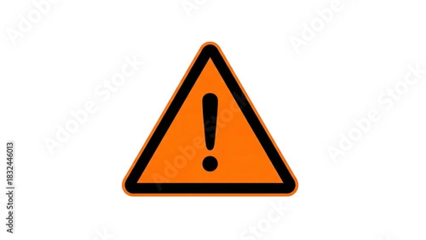Fototapeta Orange exclamation mark triangle isolated on white background