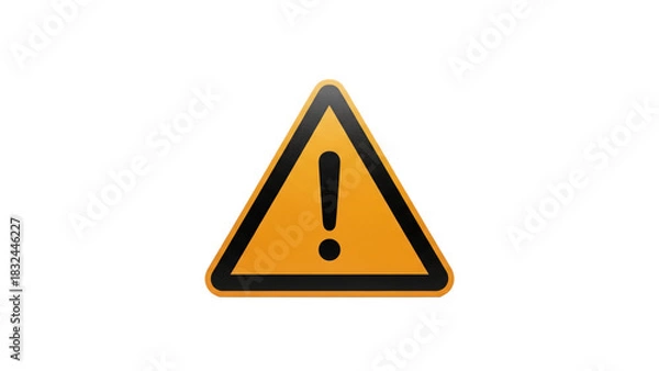 Fototapeta Orange exclamation mark triangle isolated on white background