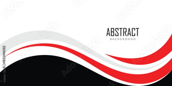 Fototapeta abstract creative minimalist black red dynamic wave shapes design for business card, poster, background.