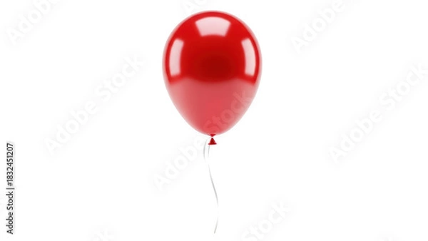 Fototapeta Red balloon with a string isolated on white background