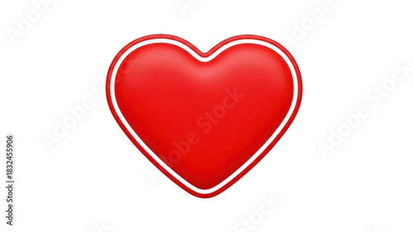 Fototapeta Red heart with a white outline isolated on white background